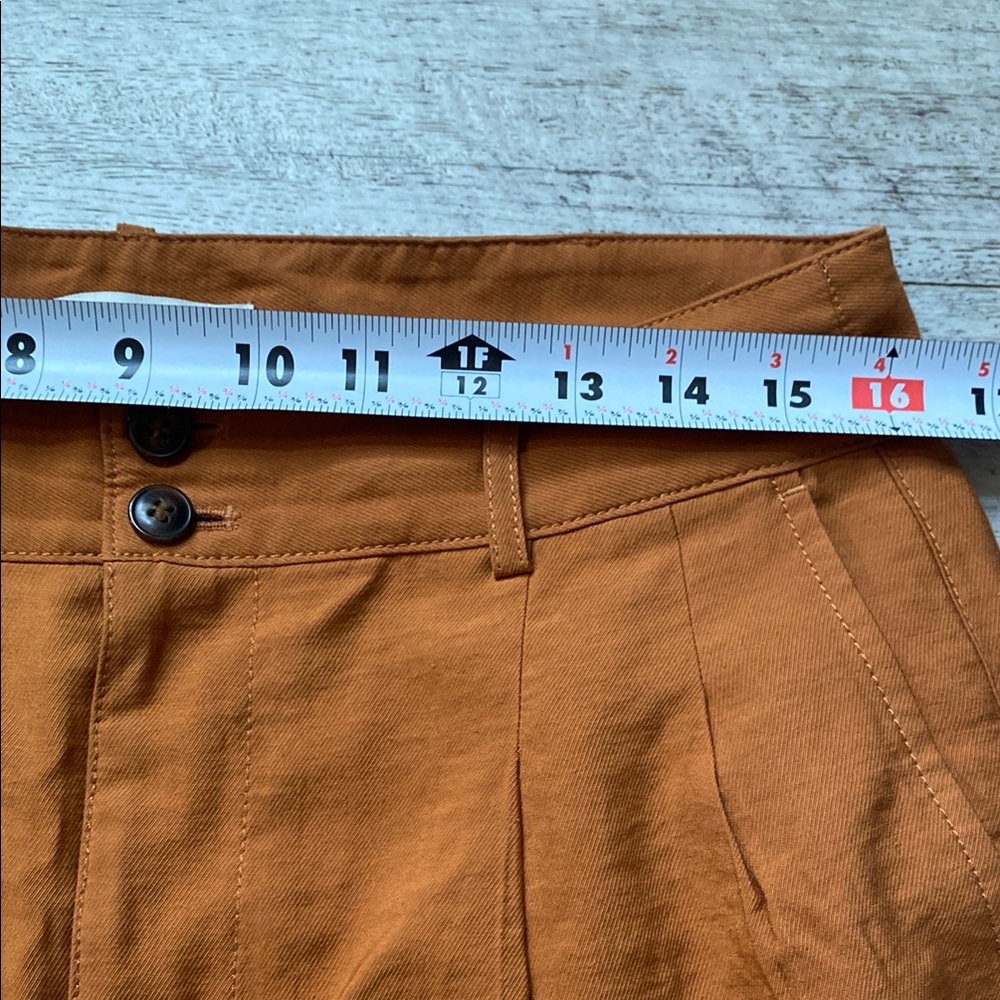 Madewell Wide Leg Pants Size 6 Rust Brown High Rise Button Front Casual Chic - Picture 10 of 13